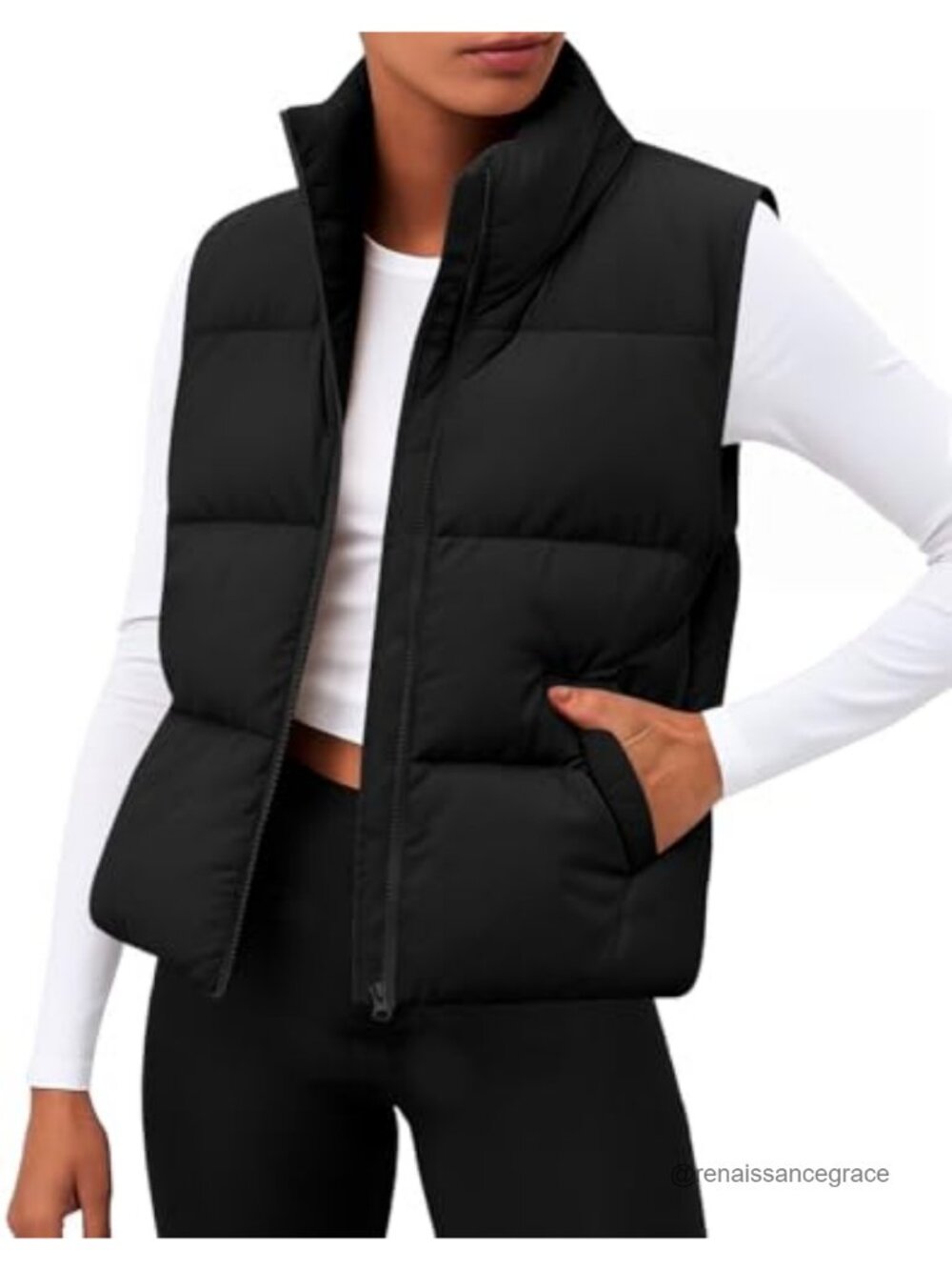 Women's Lightweight Cropped Puffer Vest Quilted Zip Up Sleeveless Warm Coat
